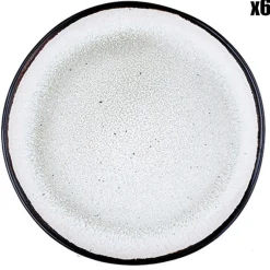 6 Assiettes en Grès Iris blanc/ivoire - D.16 cm