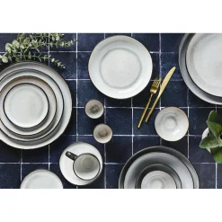 6 Assiettes en Grès Iris blanc/ivoire - D.16 cm