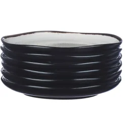 6 Assiettes en Grès Iris blanc/ivoire - D.16 cm