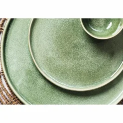 6 Assiettes en Grès Magma vertes - D.20 cm