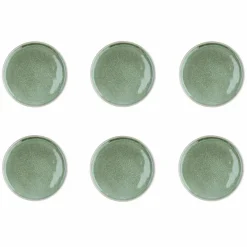 6 Assiettes en Grès Magma vertes - D.20 cm