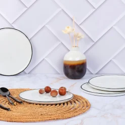 4 Assiettes en Grès Pure blanc neige - D.16 cm