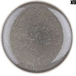 6 Assiettes en Grès Stellar gris/anthracite - D.18 cm