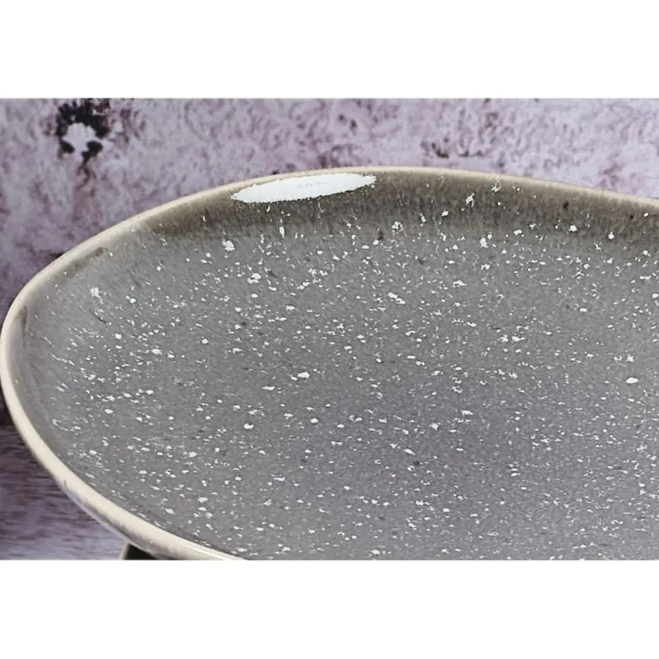 6 Assiettes en Grès Stellar gris/anthracite - D.18 cm