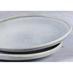 6 Assiettes en Grès Stone gris clair - D.19 cm