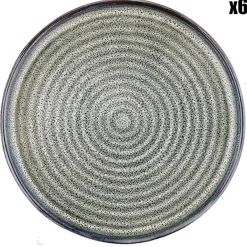 6 Assiettes en Grès Zen gris/bleu - D.17 cm