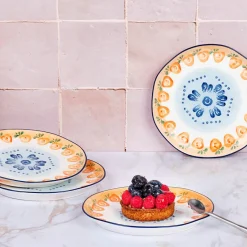 4 Assiettes en Porcelaine Napoli multicolores - D.20 cm