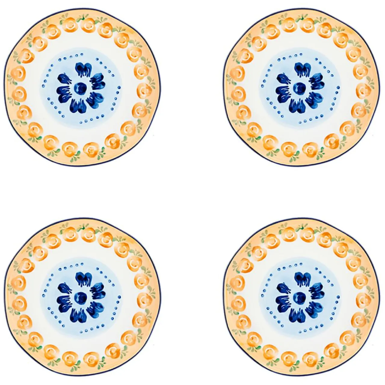 4 Assiettes en Porcelaine Napoli multicolores - D.20 cm