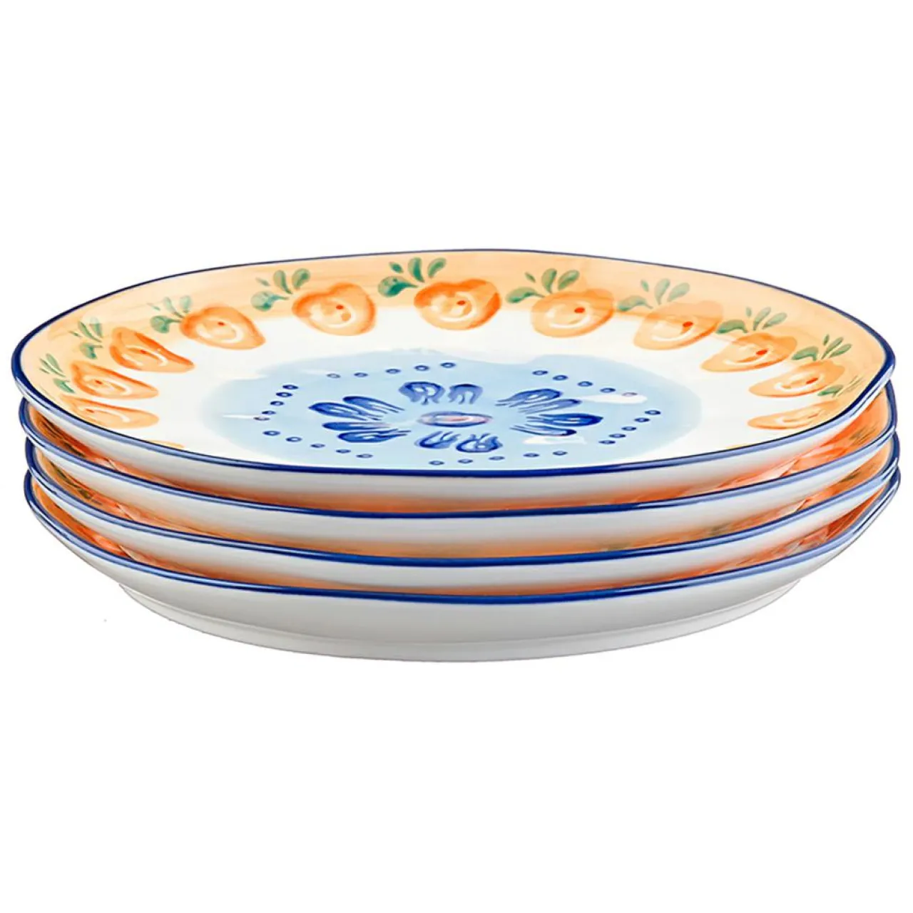 4 Assiettes en Porcelaine Napoli multicolores - D.20 cm