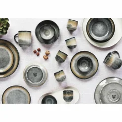 6 Assiettes Genesis bleu/gris kaki - D.27 cm