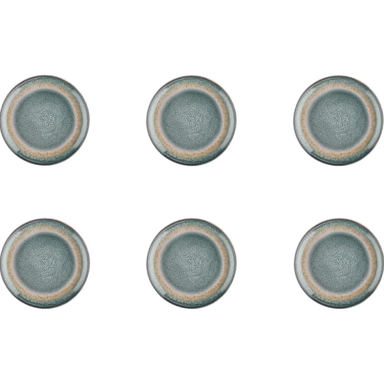 6 Assiettes Genesis bleu/gris/kaki - D.10 cm