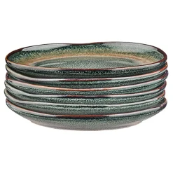 6 Assiettes Genesis bleu/gris/kaki - D.10 cm