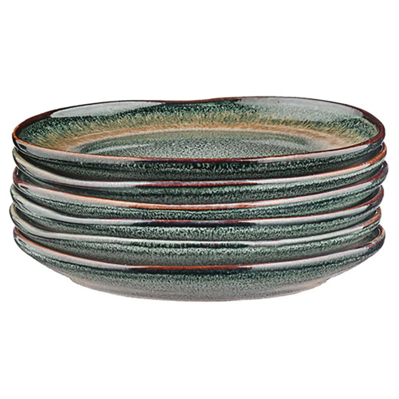 6 Assiettes Genesis bleu/gris/kaki - D.10 cm