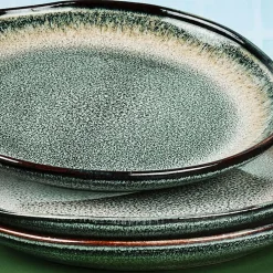 6 Assiettes Genesis bleu/gris/kaki - D.10 cm