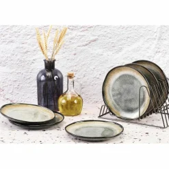 6 Assiettes Genesis bleu/gris kaki - D.20.5 cm