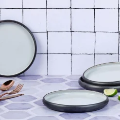 4 Assiettes Gourmet granité/noir onyx - D.21,5 cm