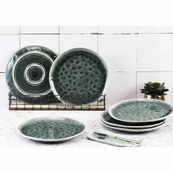 6 Assiettes Moon bleu nuit - D.28.5 cm