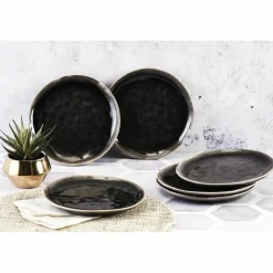 6 Assiettes Moon noires - D.21 cm