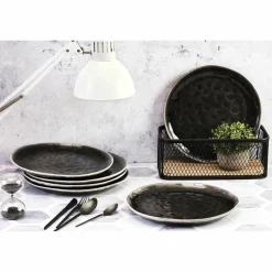 6 Assiettes Moon noires - D.28.5 cm