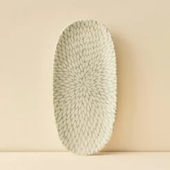 6 Assiettes OvalesJasmin 19X10.5Cm EnPorcelaine Blanc