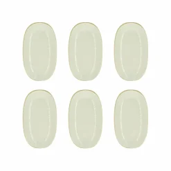 6 Assiettes OvalesNuance 23.5X13.5Cm EnPorcelaine Blanc