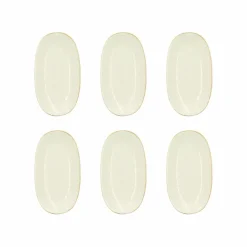6 Assiettes OvalesNuance 19X10.5Cm EnPorcelaine Blanc