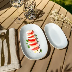 6 Assiettes OvalesNuance 19X10.5Cm EnPorcelaine Blanc