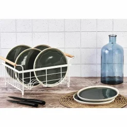 6 Assiettes Oxygen gris/vert bouteille/beige - D.21.5 cm