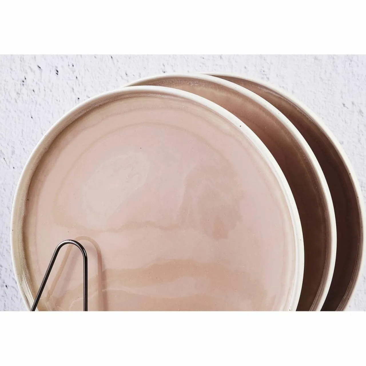 6 Assiettes Oxygen rose poudre/beige - D.27 cm