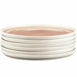 6 Assiettes Oxygen rose poudre/beige - D.21.5 cm