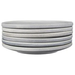 6 Assiettes plates en Grès Stone gris clair - D.27.5 cm