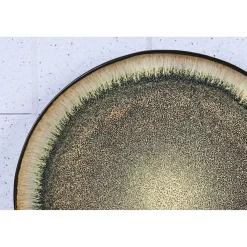 6 Assiettes plates en Grès Iris beige/marron - D.26 cm