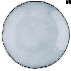 6 Assiettes plates en Grès Cloud gris clair - D.27 cm