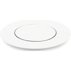 6 Assiettes plates en Porcelaine Ligne blanches - D.29 cm