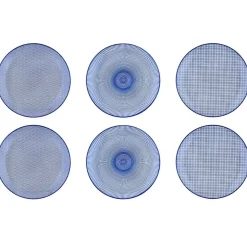 6 Assiettes plates Pattern Dark blue bleu foncé - D.26 cm