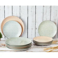 6 Assiettes plates Pattern Pastel rose pastel/bleu pastel/vert pastel - D.26 cm