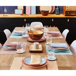 6 Assiettes plates Pattern Color bleu clair/rouge/jaune - D.26 cm