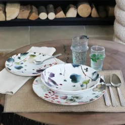 6 Assiettes PlatesAquarelle 27Cm EnPorcelaine