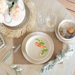 6 Assiettes PlatesArita 27Cm En Grès Beige