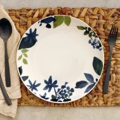 6 Assiettes PlatesBleuet 26Cm En Grès