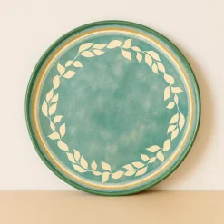 6 Assiettes PlatesCapria 28Cm En FaienceVert