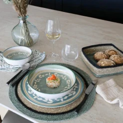 6 Assiettes PlatesCapria 28Cm En FaienceVert