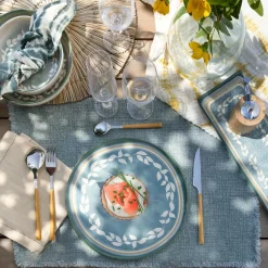 6 Assiettes PlatesCapria 28Cm En FaienceVert