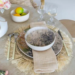 6 Assiettes PlatesCorfou 26Cm En Grès Bleu