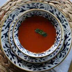 6 Assiettes PlatesHéraclée 27Cm En GrèsDécor Bleu