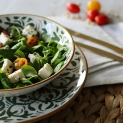 6 Assiettes PlatesHéraclée 27Cm En GrèsDécor Vert