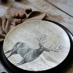 6 Assiettes PlatesLachat Cerf 26CmEn Porcelaine