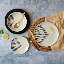 6 Assiettes PlatesPescare 26.5Cm EnPorcelaine Blanche