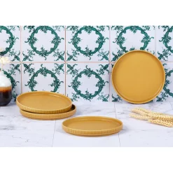 4 Assiettes Scandi jaune ocre - D.16 cm