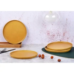 4 Assiettes Scandi jaune ocre - D.21 cm